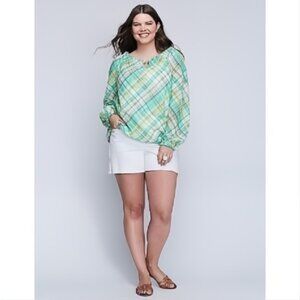 Lane Bryant Green Plaid Artist Top 26/28